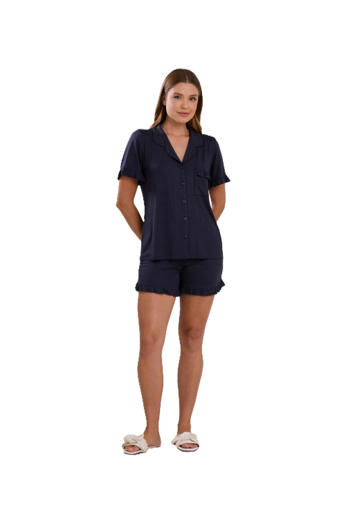 PIJAMA CURTO NEW BASIC 1025 AZUL MARINHO