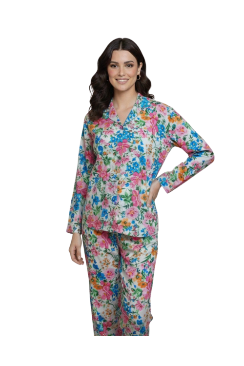 PIJAMA LONGO 100% SEDA 2025 OFF WHITE