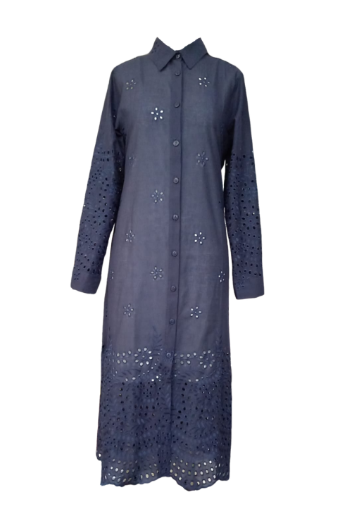 CHEMISE LAISE LONGO AZUL MARINHO
