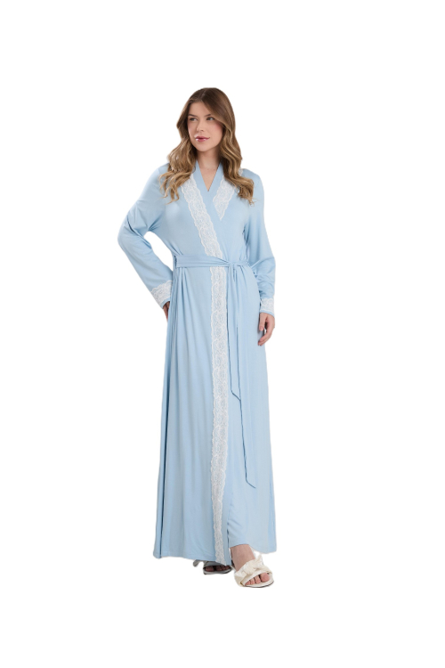 CONJUNTO ROBE E CAMISOLA  NEW ETERNITE 1025 AZUL CELESTE