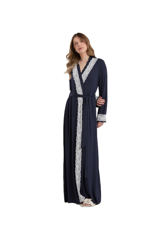 CONJUNTO ROBE E CAMISOLA NEW ETERNITE 1025 AZUL MARINHO