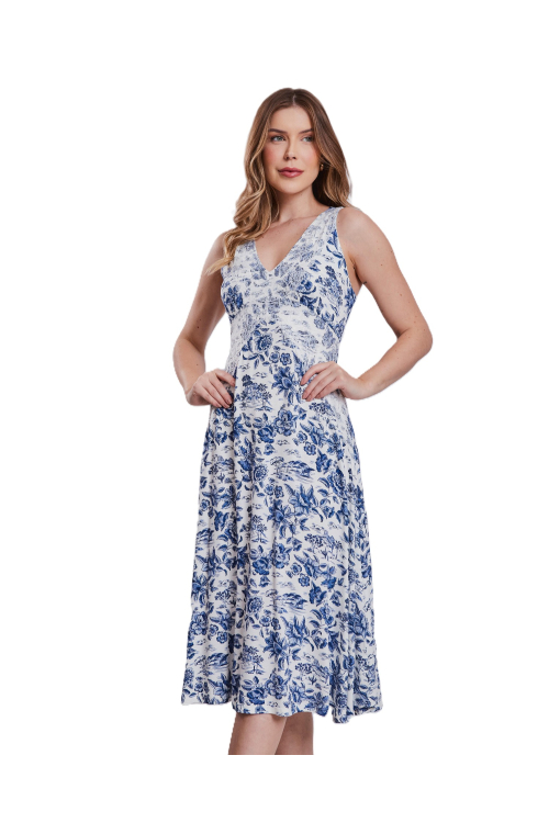 CAMISOLA MIDI POTICHE AZUL MARINHO