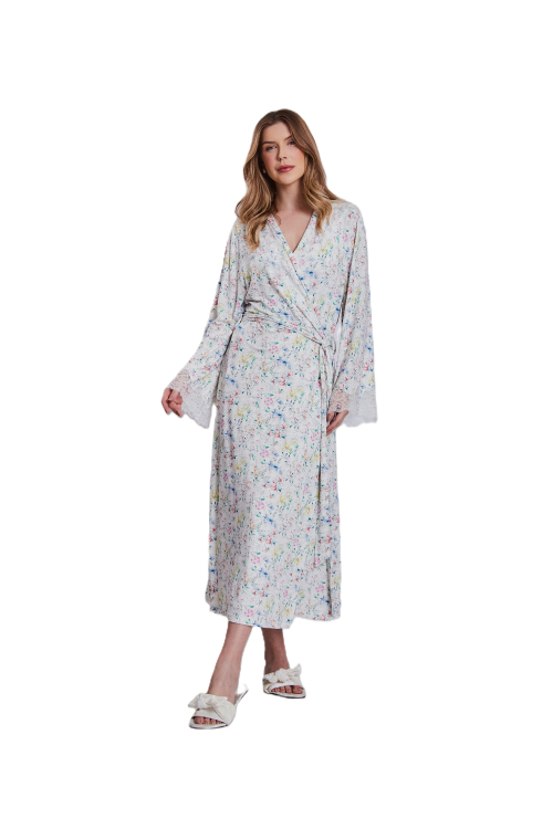 ROBE MIDI WOTER COLOR OFF WHITE