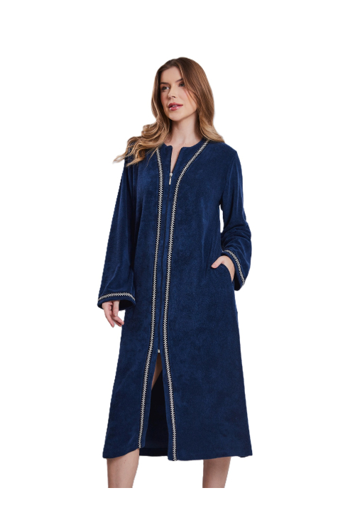 ROBE MIDI ATOALHADO KLINT 1025 AZUL MARINHO