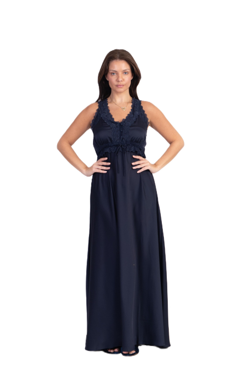 Conjunto Robe Camisola longo New Classic  Azul Marinho