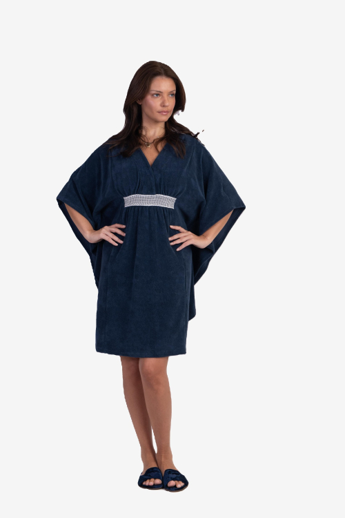 Kaftan Curto Klint Atoalhado Azul Marinho