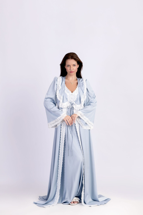 Conjunto Robe Camisola longo New Classic  Azul Claro