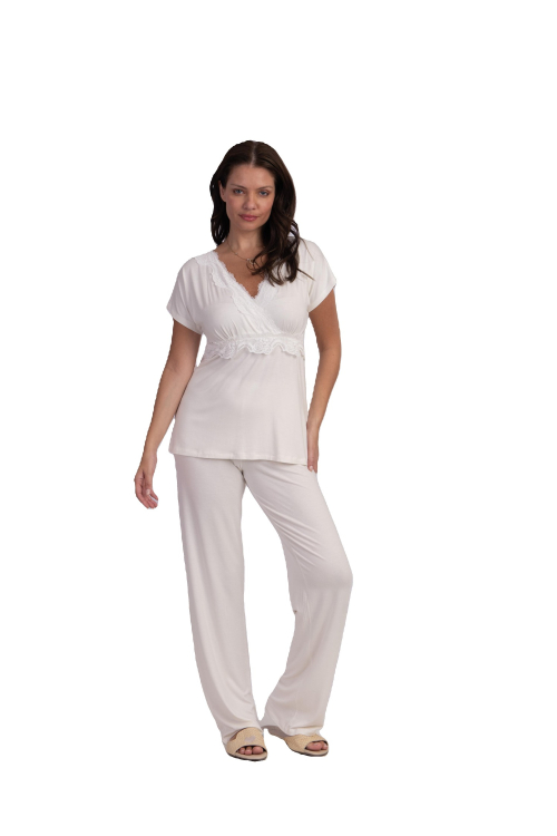 PIJAMA MANGA CURTA  OFF WHITE