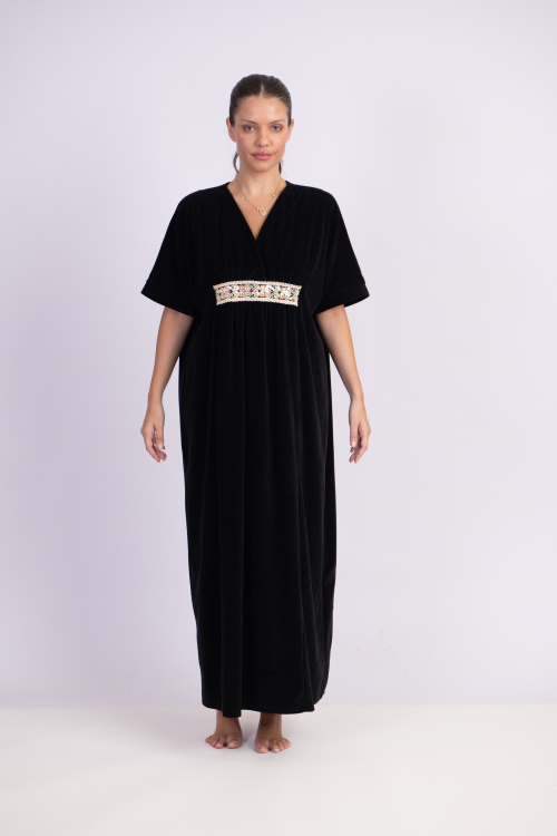 Kaftan Longo Flix Plush Preto